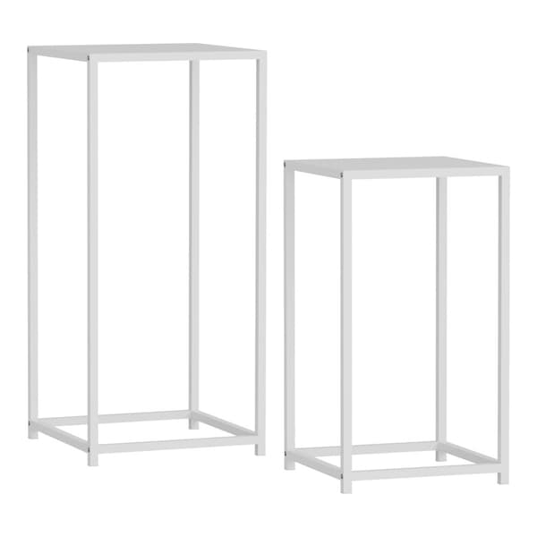 Satstbord Åseral set om 2 stål 54,5x30x30 cm vit [en.casa]