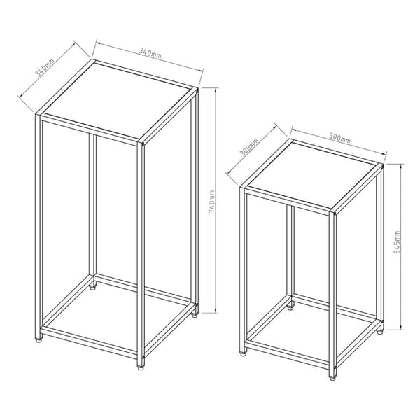Satstbord Åseral set om 2 stål 54,5x30x30 cm svart [en.casa]
