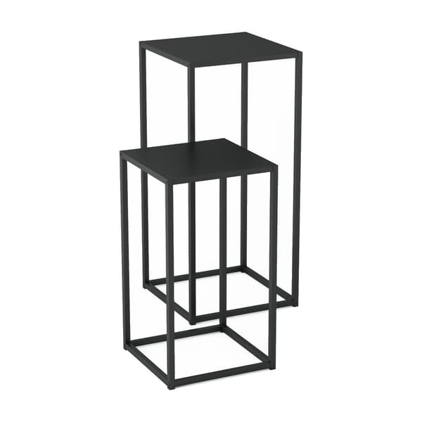 Satstbord Åseral set om 2 stål 54,5x30x30 cm svart [en.casa]