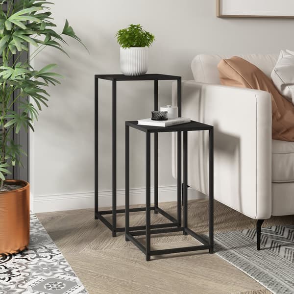 Satstbord Åseral set om 2 stål 54,5x30x30 cm svart [en.casa]
