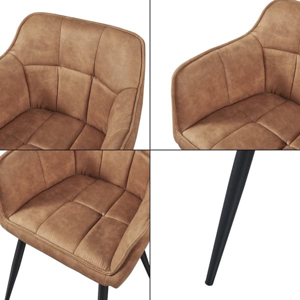Karmstol Birmingham 79x56x53,5cm metall mocka-känsla brun [en.casa]