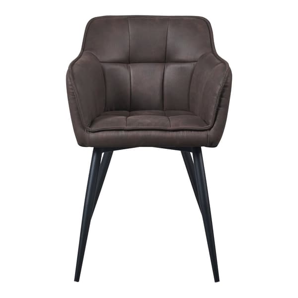 Karmstol Birmingham 79x56x53,5cm metall mocka-känsla mörkbrun [en.casa]