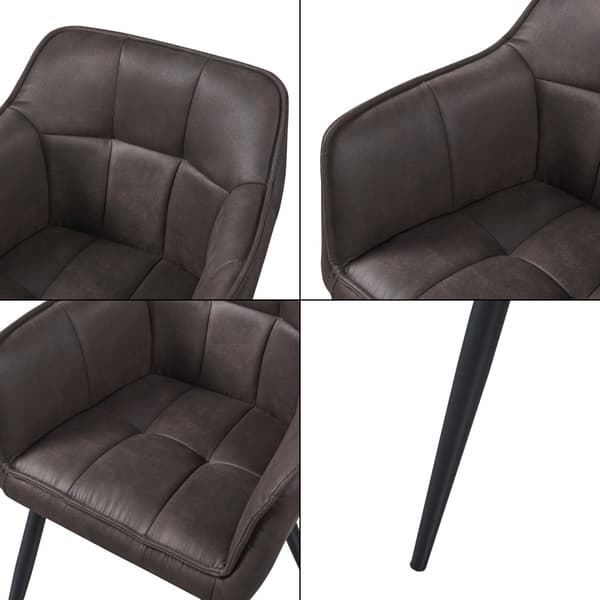 Karmstol Birmingham 79x56x53,5cm metall mocka-känsla mörkbrun [en.casa]