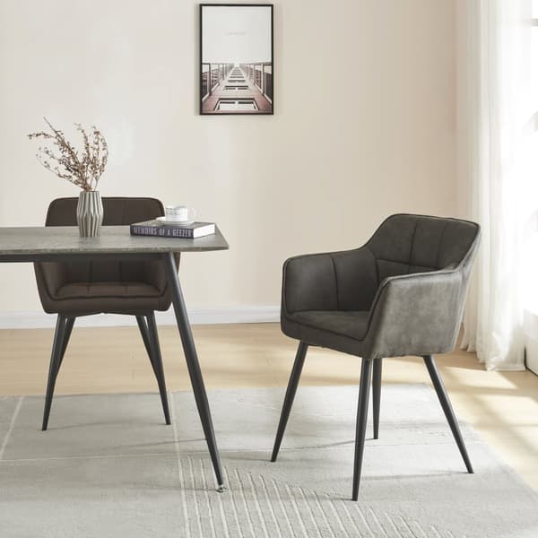Karmstol Birmingham 79x56x53,5cm metall mocka-känsla mörkgrå [en.casa]