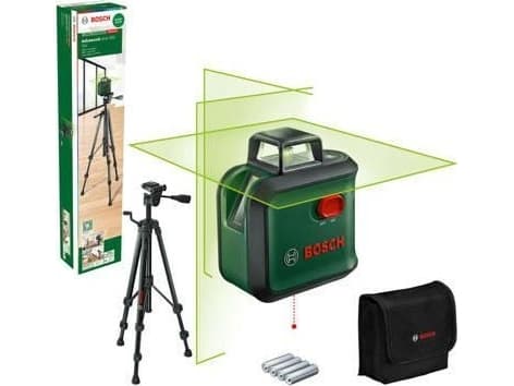Krysslinjelaser AdvancedLevel 360-sett (grønn/svart, grønne laserlinjer, rekkevidde Ø 24 meter)