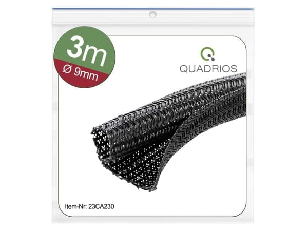 Quadrios 23CA230 23CA230 Strømpeflexslange Sort Polyester 9 til 10 mm 3 m