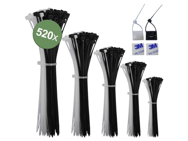 Quadrios 23CA243 23CA243 Kaapelinsiteet musta, valkoinen UV-stabiloitu 520 kpl
