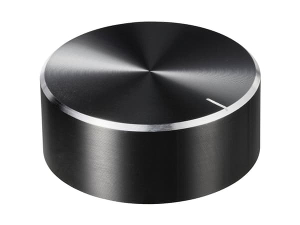 TRU COMPONENTS TC-11696532 Pyörivä nuppi nuppimerkinnällä Musta (Ø x K) 48 mm x 19 mm Alumiini, Muovi 1 kpl