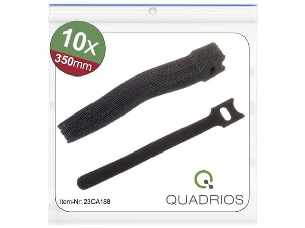 Quadrios 23CA188 Koukku- ja silmukkakaapelinside kokoonpanoa varten Koukku- ja silmukkasilmukka staattinen silmukkaosa (L x S) 350 mm x 14 mm Musta 1