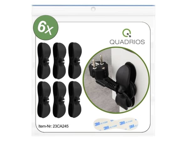 Quadrios 23CA245 Kabelhållare Självhäftande 23CA245 Svart 6 st