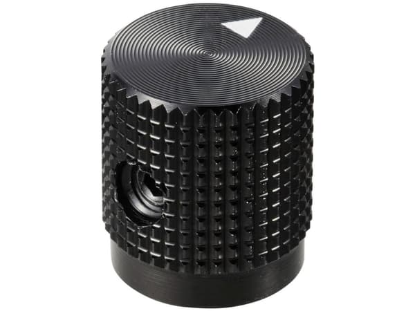 TRU COMPONENTS TC-11613876 Knopp med knoppmärkning Svart (Ø x H) 14 mm x 16 mm Aluminium 1 st