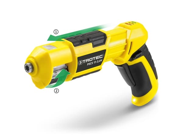Trotec PSCS 11-3,6V, Magnetisk bitholder, Sort, Gult, 230 RPM, 4 Nm, Batteri, 3,6 V