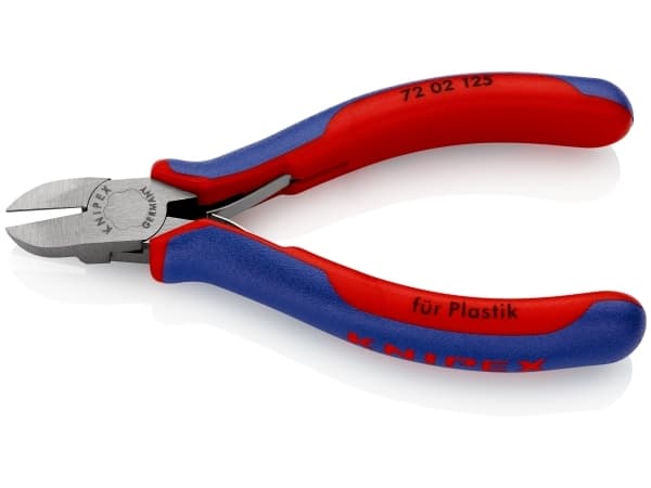 Knipex 72 02 125, Diagonal tang, Kromvanadiumstål, Plast, Blå, Rød, 125 mm, 109 g
