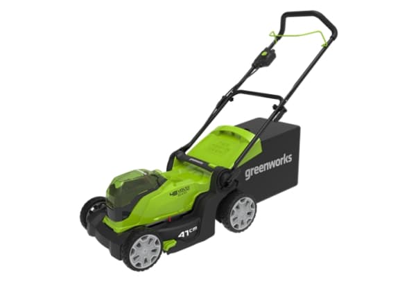 Greenworks G24X2LM41K2x Plæneklipper 2X24V 41cm - med 2x2Ah batteri og dobbelt lader