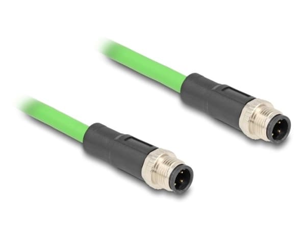 Delock - Nettverkskabel - 4 pin M12-D (hann) til 4 pin M12-D (hann) - 1 m - 6.5 mm - SF/UTP - grønn