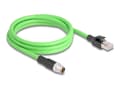 Miniatyrbilde 1 av 5: Delock - Nettverkskabel - 8 pin M12-X (hann) til RJ-45 (hann) - 2 m - 6.8 mm - SF/UTP - uten hindringer - grønn
