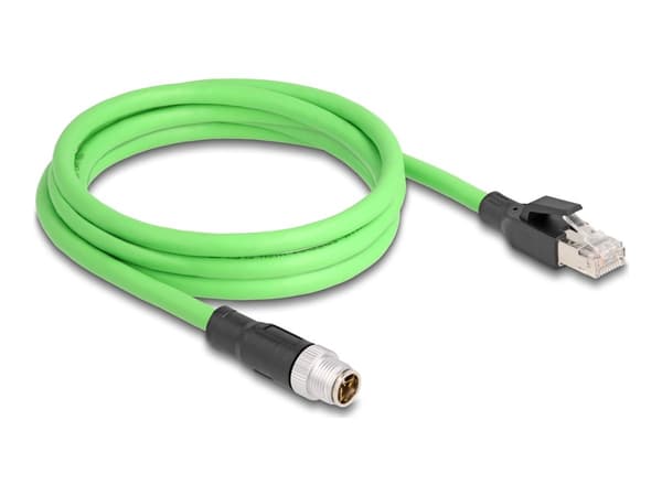 Delock - Nettverkskabel - 8 pin M12-X (hann) til RJ-45 (hann) - 2 m - 6.8 mm - SF/UTP - uten hindringer - grønn