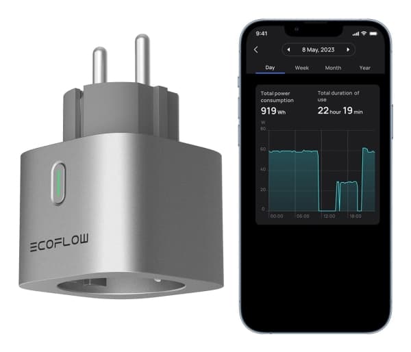 EcoFlow EFA-SMARTPLUG-EU-4P, inomhus, Silver, Hem, Power consumption, Trådlös, Bluetooth / Wi-Fi