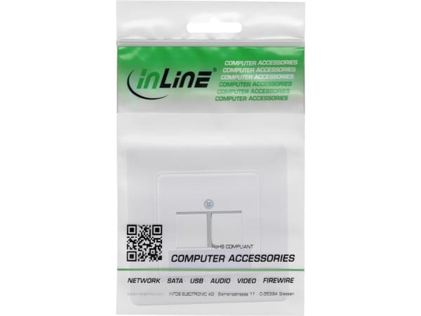 InLine 76202Z, 2 x RJ-45, Vit, 1 styck, Polypåse