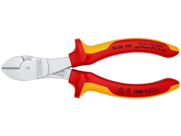 Knipex 74 06 160, Diagonal tang, Kromvanadiumstål, Plast, Oransje, Rød, 160 mm, 215 g