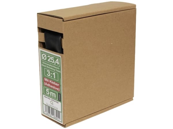 Quadrios 23CA182 Krympeslange med lim Sort 25.4 mm Krympningshastighed:3:1 5 m