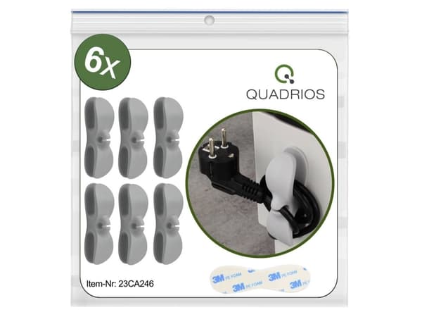 Quadrios 23CA246 kabelholder selvklebende 23CA246 grå 6 stk (23CA246)