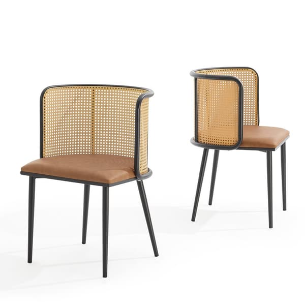 Stol Flen set om 2 metall rotting 75x52x49 cm svart [en.casa]