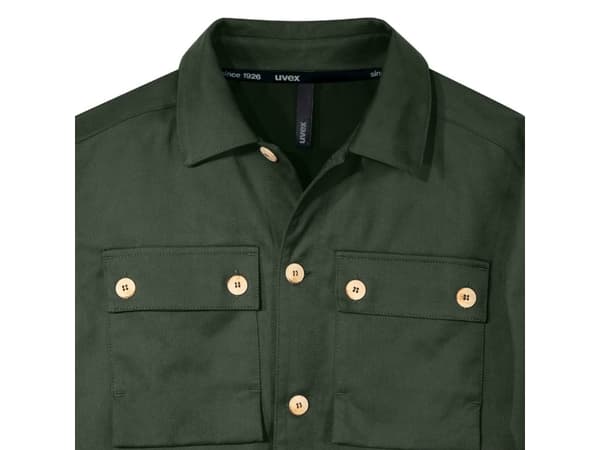 Uvex 7010512, Skjorta, Mann, Grön, XL, 6 fickor, Bomull, Hampa