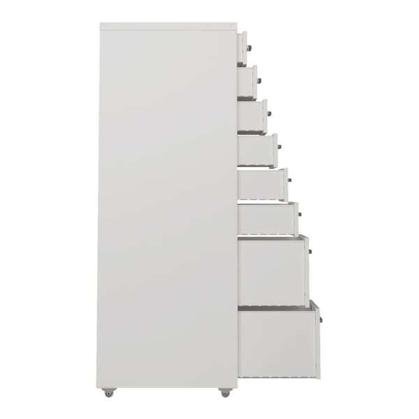 Dokumentskåp Kökar 109x28x41 cm stål 8 lådor vit [en.casa]