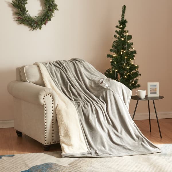 Värmefilt Archi 180x130 cm fleece ljusgrå [en.casa]