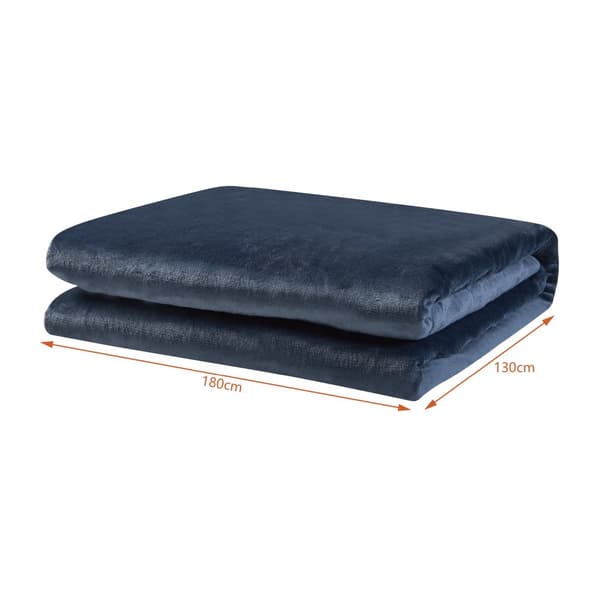 Värmefilt Archi 180x130 cm fleece mörkblå [en.casa]