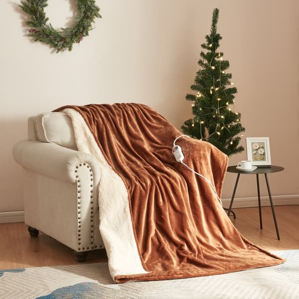 Värmefilt Archi 180x130 cm fleece brun [en.casa]