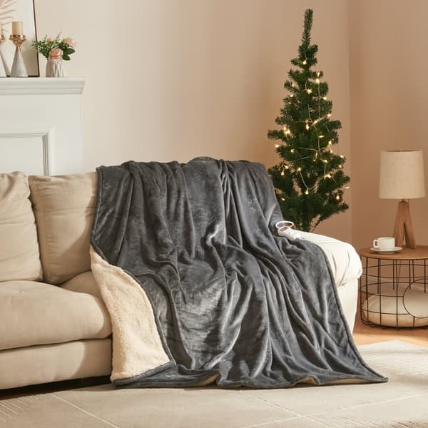 Värmefilt Archi 200x150 cm fleece mörkgrå [en.casa]