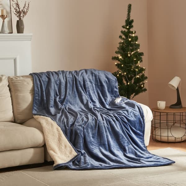 Värmefilt Archi 200x150 cm fleece ljusblå [en.casa]