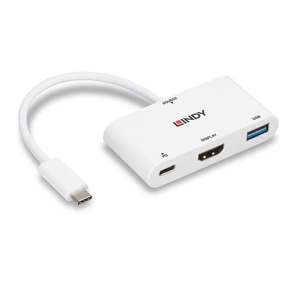 LINDY USB-C® Adapter [1x USB-C® hane - 1x HDMI hona, USB 3.2 Gen 1 A hona (USB 3.0)] 43340 0.18 m