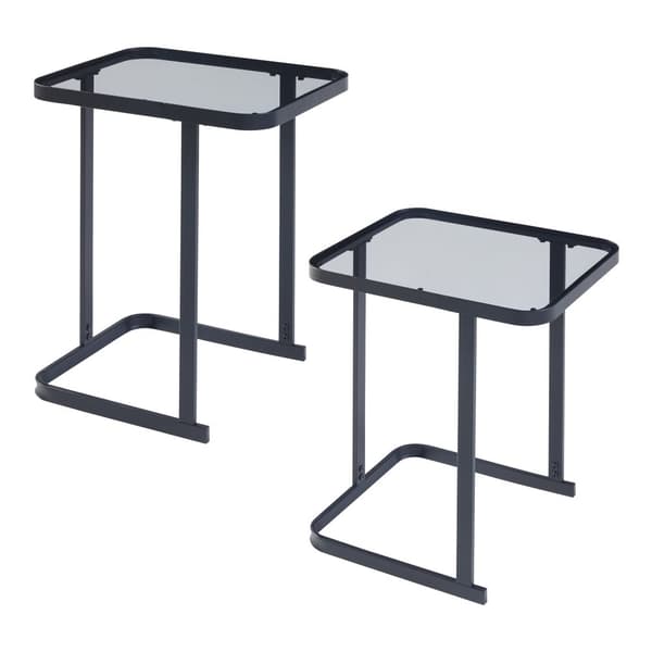 Sidobord Laxå set om 2 metall glas [en.casa]