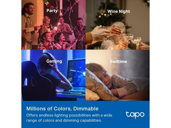 TP-Link Tapo Smart WiFi Light Bulb, Multicolor, Smart bulb, Wi-Fi/Bluetooth, White, 802.11b, 802.11g, Wi-Fi 4 (802.11n), WPA-PSK, WPA2-PSK, WPA3-SAE,