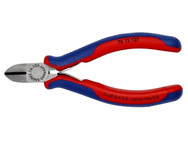 Knipex 76 12 125, Sivuleikkurit, Kromivanadiini-teräs, Muovi, Sininen, Punainen, 125 mm, 112 g