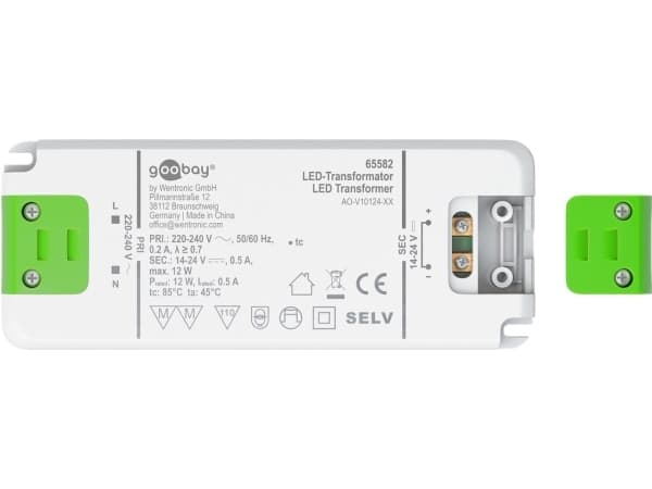 Goobay 65582, Hvit, Grønn, IP20, 0,5 A, 14 - 24 V, 220 - 240 V, 50 mm