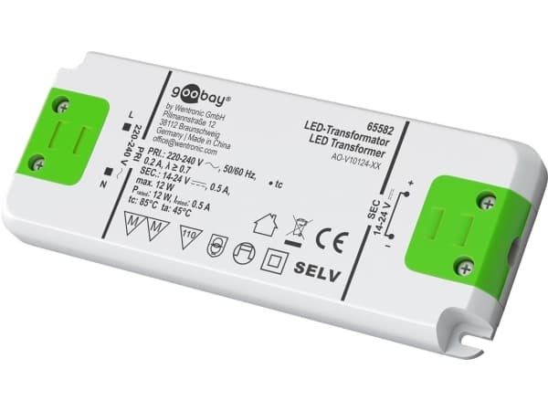 Goobay 65582, Hvit, Grønn, IP20, 0,5 A, 14 - 24 V, 220 - 240 V, 50 mm