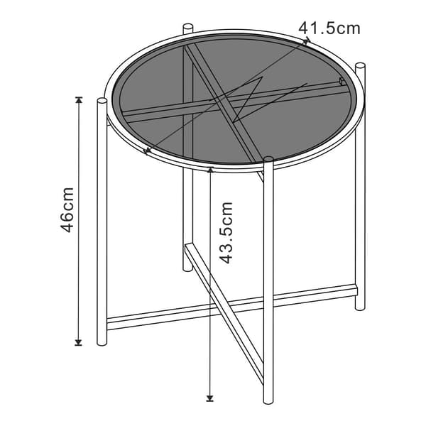 Sidobord Lier 46xØ41,5 cm metall glas [en.casa]