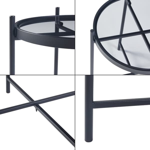 Sidobord Lier 46xØ41,5 cm metall glas [en.casa]