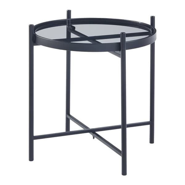Sidobord Lier 46xØ41,5 cm metall glas [en.casa]