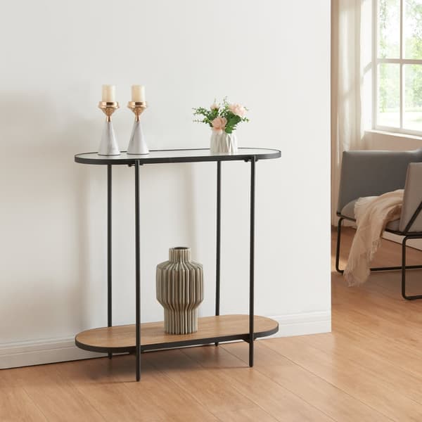 Sidobord Høyanger 80x80x30 cm metall glas [en.casa]