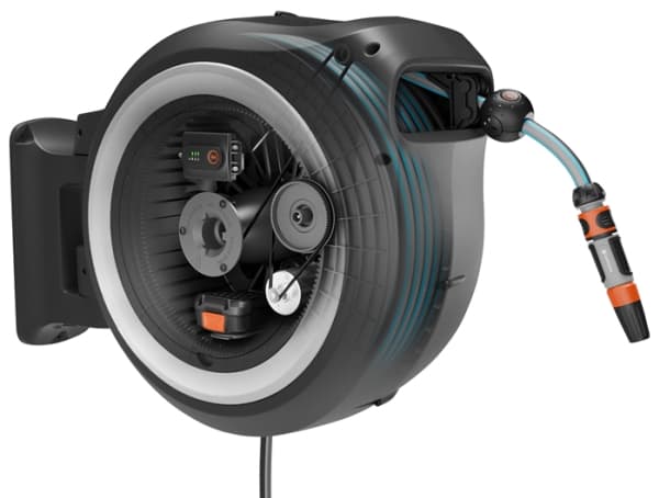 Gardena Batteridriven väggslanglåda PowerRoll 35 meter - Solo - Utan batteri och laddare