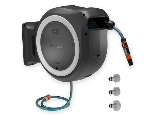 Gardena Batteridriven väggslanglåda PowerRoll 35 meter - Solo - Utan batteri och laddare