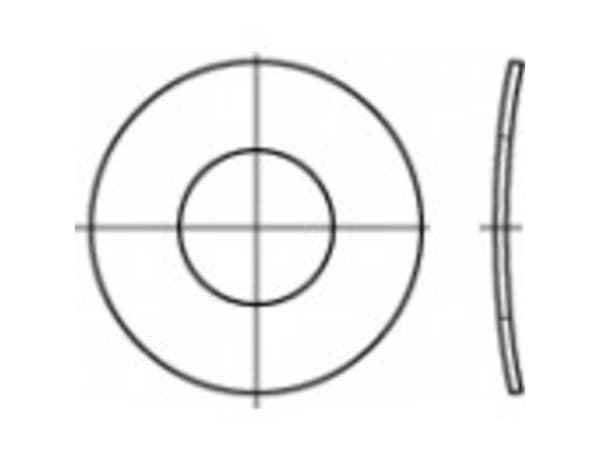 Jousialuslevyt Sisähalkaisija: 2,5 mm DIN 137 Jousiteräs 100 kpl TOOLCRAFT 105875