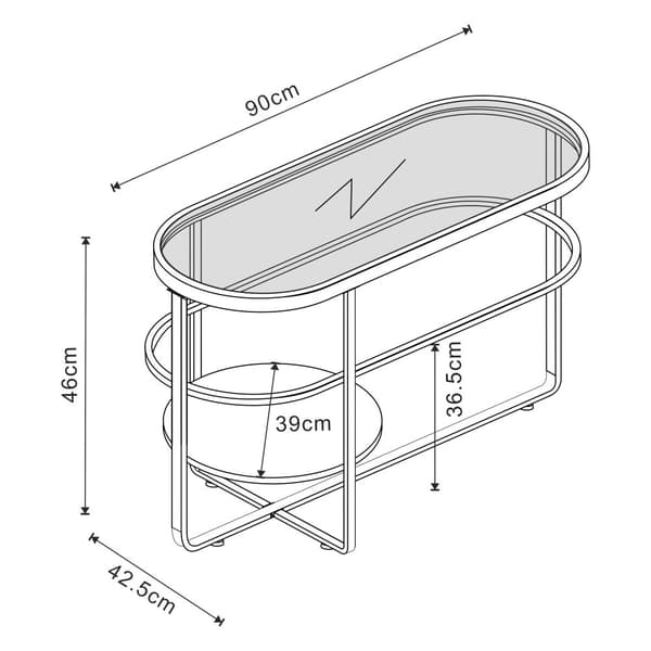 Soffbord Kumla 90x42,5x46 cm glas metall [en.casa]