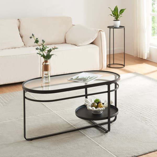 Soffbord Kumla 90x42,5x46 cm glas metall [en.casa]