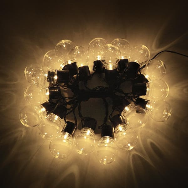 Solcell ljusslinga Color: Transparent Shell Warm White | Power: 5M 20 Bulbs Solar Powered